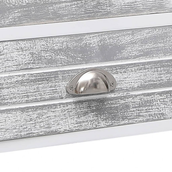 Mueble para TV madera de paulownia blanco y gris 108x30x40 cm M 5