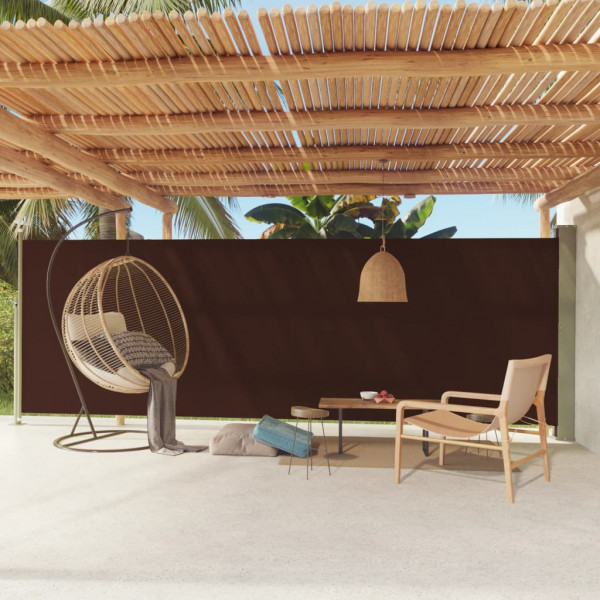 Toldo lateral retráctil de jardín marrón 180x600 cm D