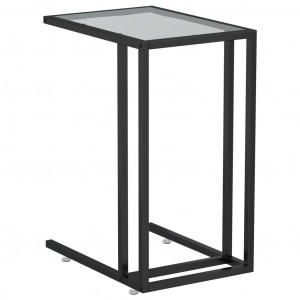 Mesa auxiliar de ordenador vidrio transparente negro 50x35x65cm H