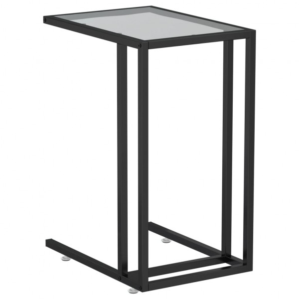 Mesa auxiliar de ordenador vidrio transparente negro 50x35x65cm M 2