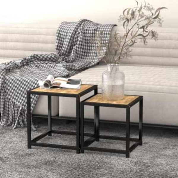 Mesas de centro 2 unidades MDF negro y amarillo D