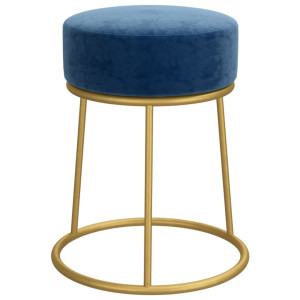 Hocker redondo azul terciopelo H