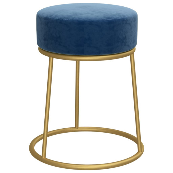 Hocker redondo azul terciopelo M 3