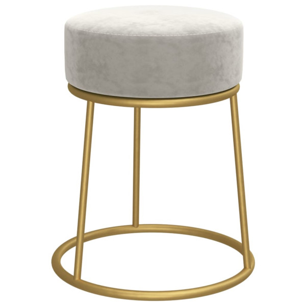 Hocker redondo gris claro terciopelo M 2