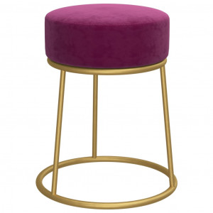 Hocker redondo roxo de veludo H