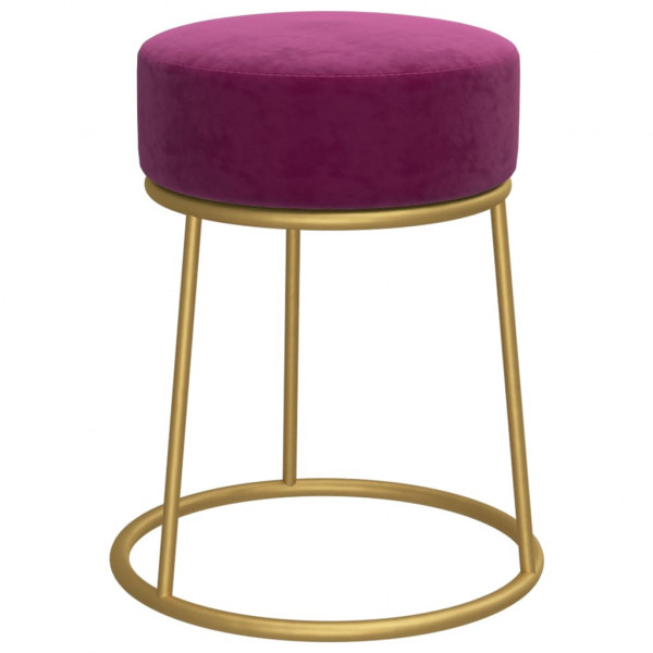 Hocker redondo roxo de veludo M 2