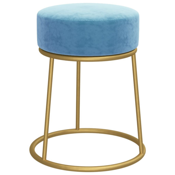 Hocker redondo azul claro terciopelo M 2
