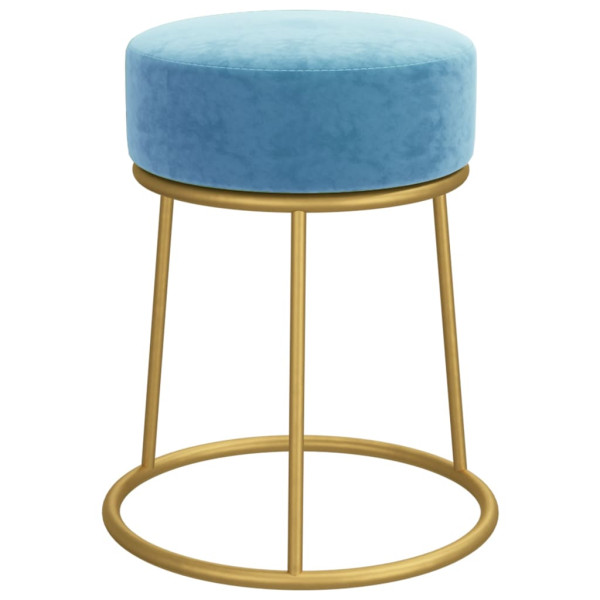Hocker redondo azul claro terciopelo M 3