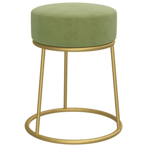 Hocker redondo verde mostaza terciopelo H