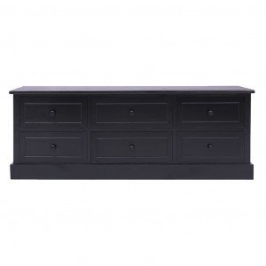 Mueble para TV madera maciza de paulownia negro 108x30x40 cm H