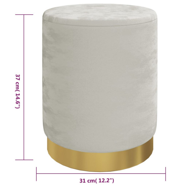 Banqueta com arrumação redonda veludo 31 x 37 cm cinzento-claro M 5