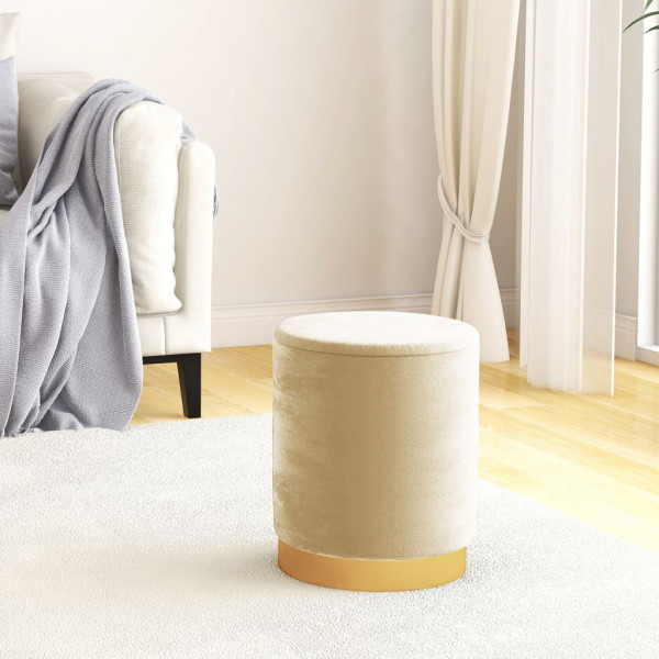 Taburete con almacenaje redondo terciopelo melocotón D