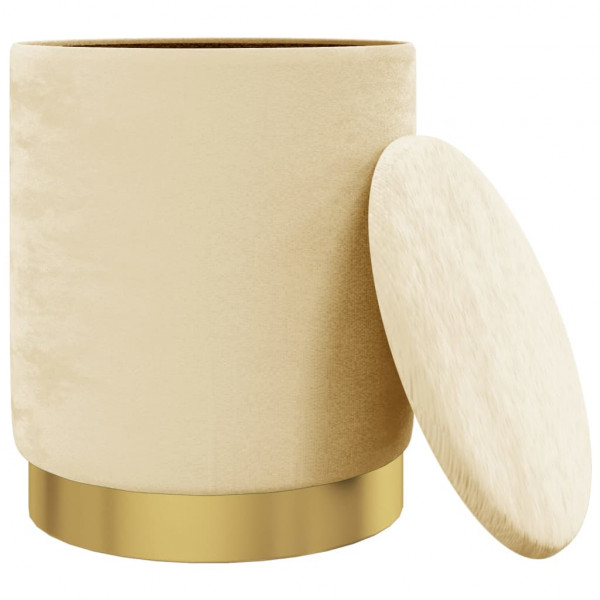 Banqueta com arrumação redonda veludo 31 x 37 cm damasco M 3