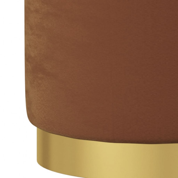 Banqueta com arrumação redonda veludo 31 x 37 cm castanho M 4