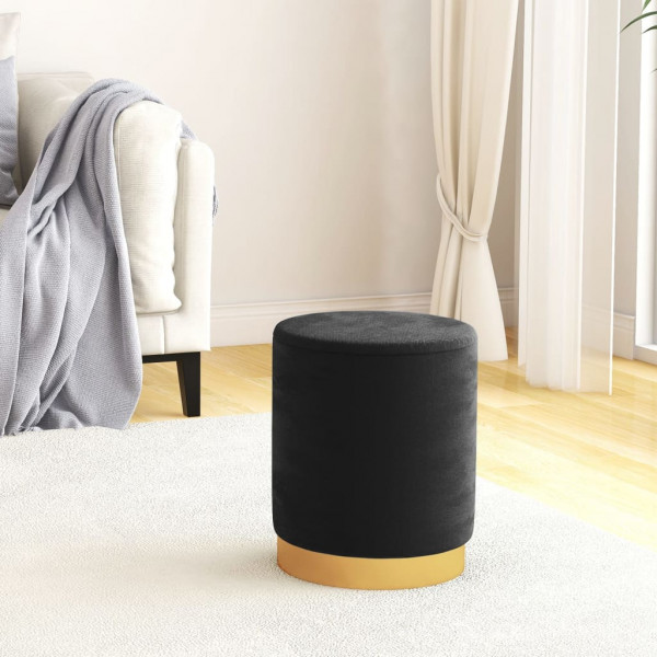 Taburete redondo con almacenaje terciopelo negro D