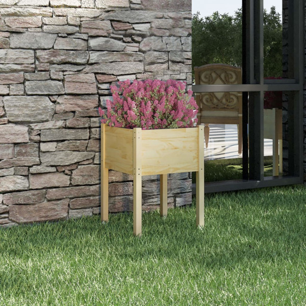 Jardinera de madera maciza de pino 50x50x70 cm D