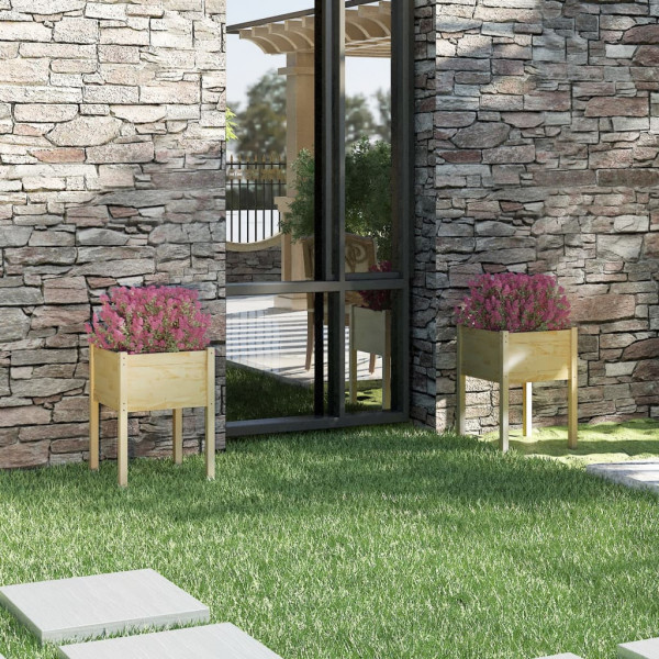 Jardineras 2 unidades madera maciza de pino 50x50x70 cm D