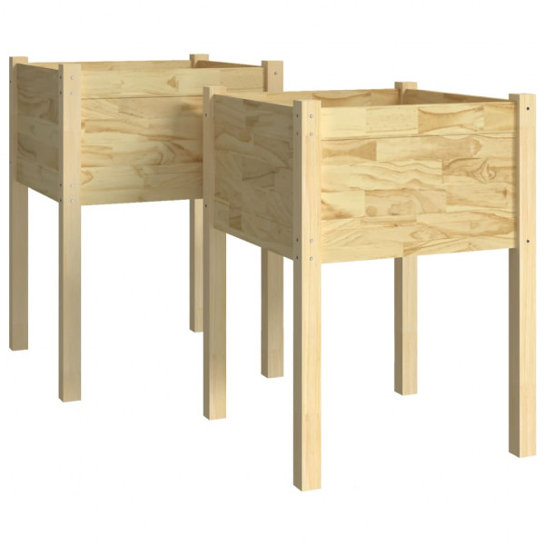 Jardineras 2 unidades madera maciza de pino 50x50x70 cm M 2
