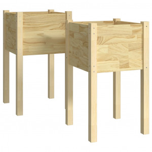 Jardineras 2 unidades madera maciza de pino 40x40x70 cm H
