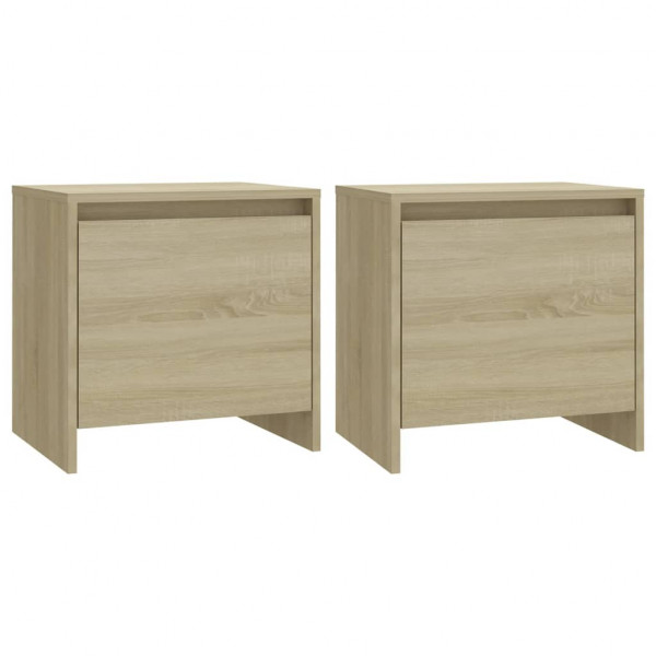 Mesita noche 2 uds madera ingeniería roble Sonoma 45x34x44.5 cm M 2