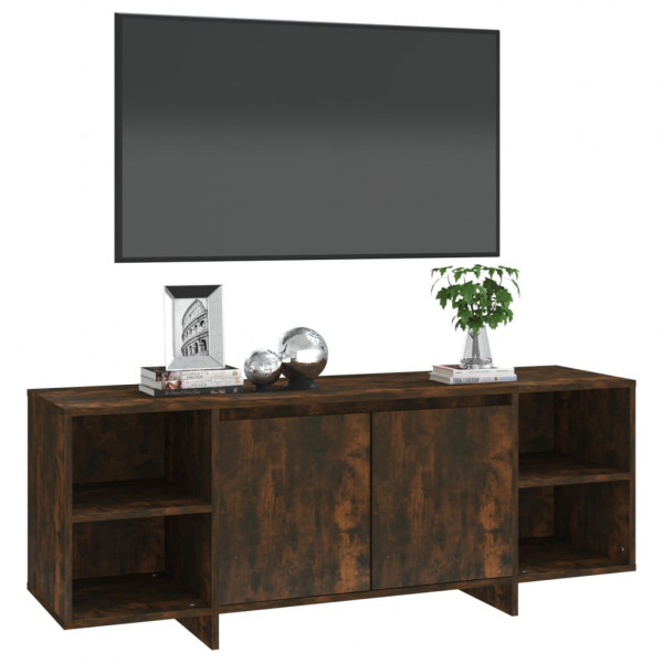 Mueble de TV madera de ingeniería roble ahumado 130x35x50 cm M 4