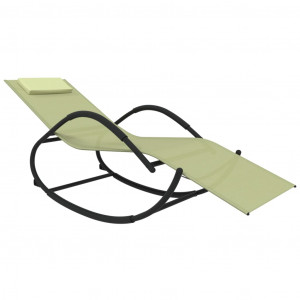 Tumbona mecedora de acero y textilene crema H