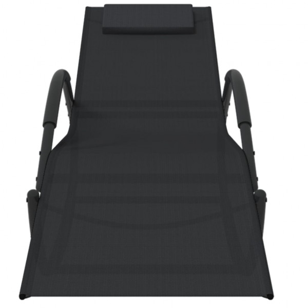 Espreguiçadeiras baloiço 2 pcs aço e textilene preto M 4