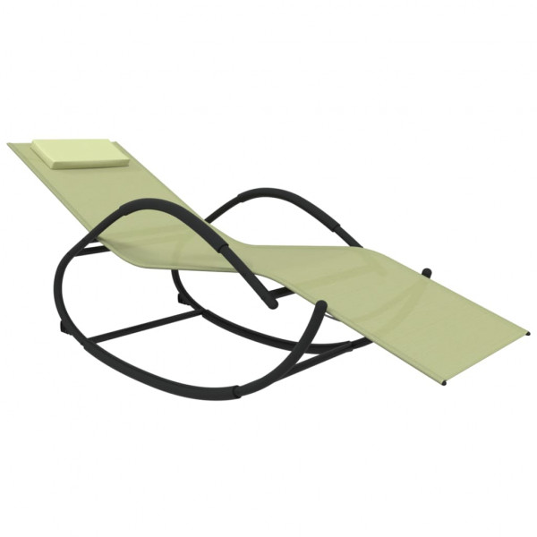 Espreguiçadeira baloiço 2 pcs aço e textilene cor creme M 3