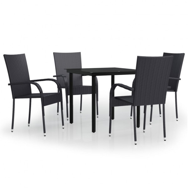 Juego de comedor de exterior de 5 piezas negro M 2