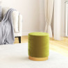 Hocker de almacenaje redondo verde mostaza terciopelo 1