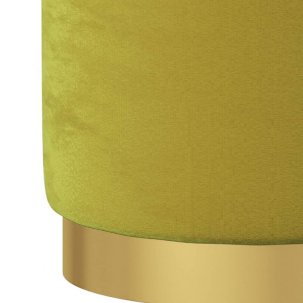 Hocker de almacenaje redondo verde mostaza terciopelo M 4