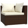 3 pcs conjunto lounge jardim c/ almofadões vime PE castanho 5