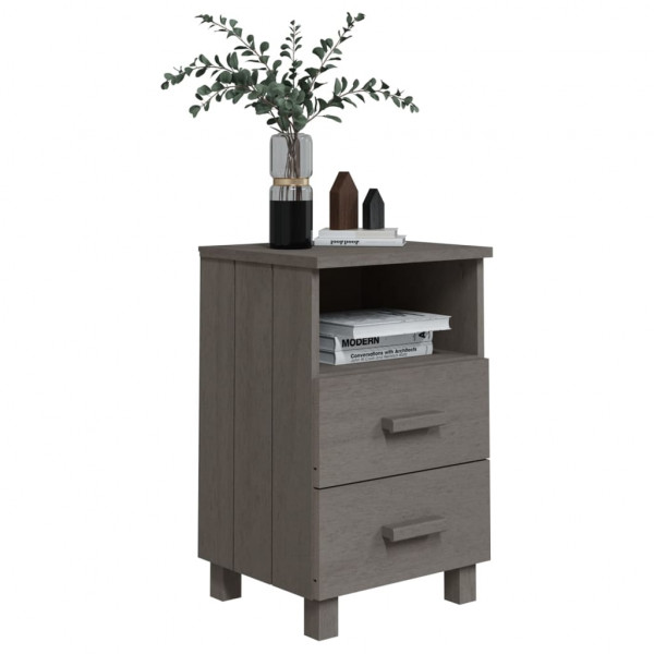 Mesita de noche HAMAR madera pino maciza gris claro 40x35x62 cm M 3