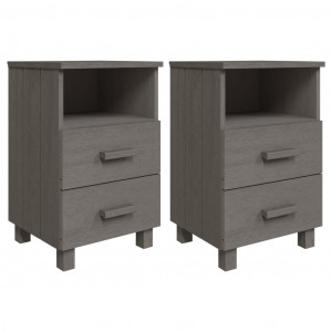 Mesas cabeceira HAMAR 2 pcs 40x35x62cm pinho maciço cinza-claro H