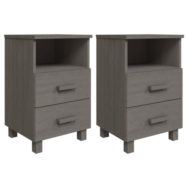 Mesas cabeceira HAMAR 2 pcs 40x35x62cm pinho maciço cinza-claro M 2
