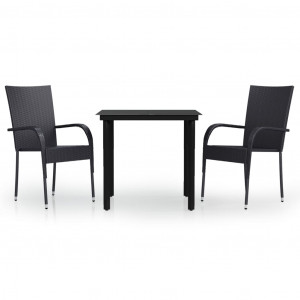 Juego de comedor de exterior de 3 piezas negro H