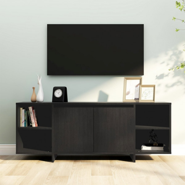 Mueble para TV madera contrachapada negro 130x35x50 cm D