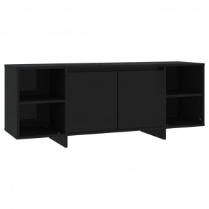 Mueble para TV madera contrachapada negro 130x35x50 cm H