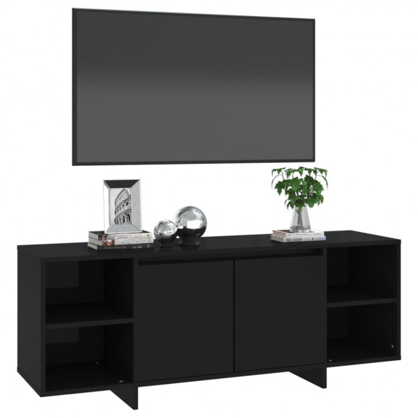 Mueble para TV madera contrachapada negro 130x35x50 cm M 4