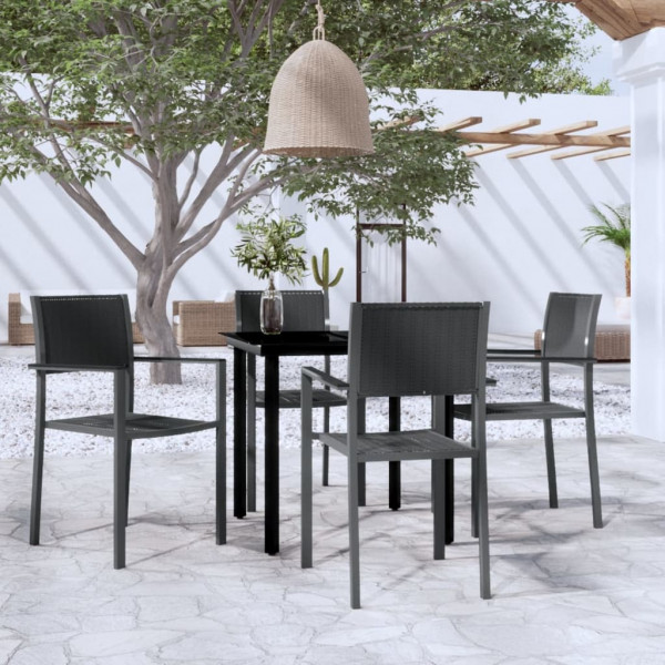 5 pcs Conjunto de jantar para jardim preto D