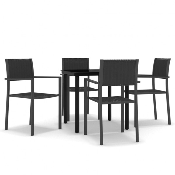 Juego de comedor para jardín 5 piezas negro M 2