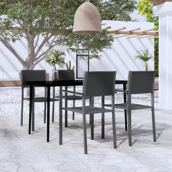 5 pcs Conjunto de jantar para jardim preto D