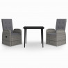 Juego de comedor para jardín de 3 piezas y cojines gris 2