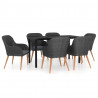 Juego de comedor de jardín 7 piezas con cojines negro 2
