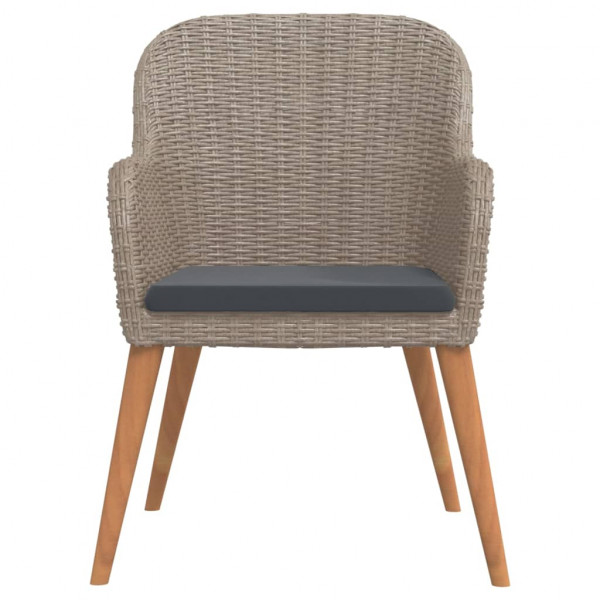 5 pcs conjunto de jantar p/ jardim c/ almofadões castanho M 4