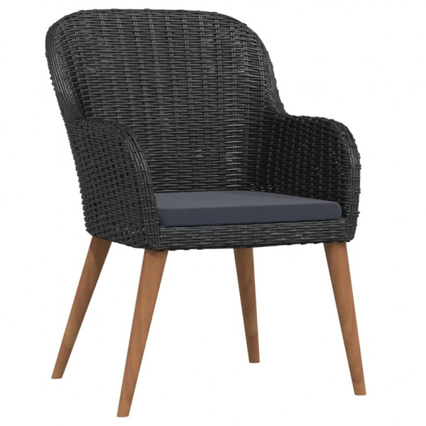 Juego de comedor de jardín 7 piezas con cojines negro M 3