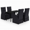Juego de comedor de jardín 5 piezas con cojines negro 2