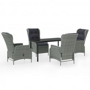 Juego de comedor de jardín 5 piezas gris claro H