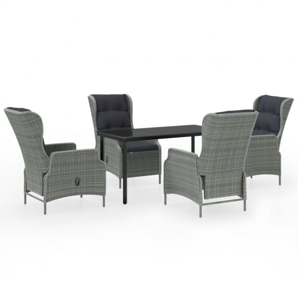 Juego de comedor de jardín 5 piezas gris claro M 2