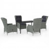 5 pcs conjunto de jantar para jardim cinzento-claro 2
